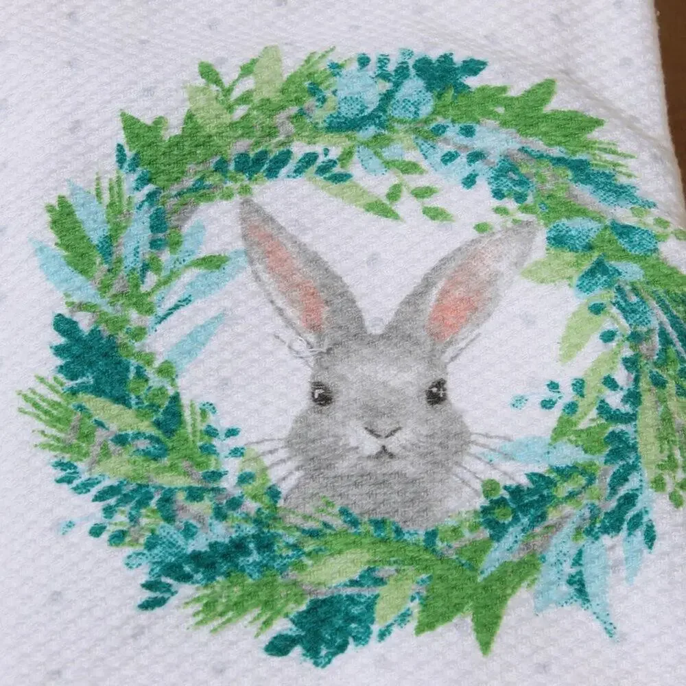 House & Garden Kitchen Towel Set 3 Pc 100% Cotton Cottage Farmhouse Bunny